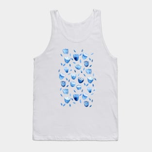 Blue Blossoms Watercolor Painting Tank Top